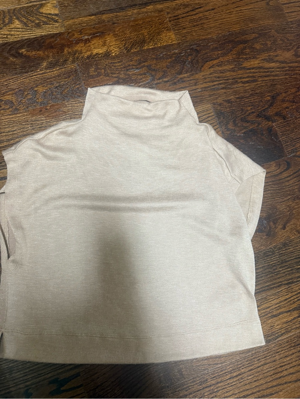 Anthropologie Sleeveless Turtleneck Crop Top - Beige